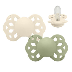 BIBS Symmetrisk Infinity Napp - 2-Pak - Stl 2 - Silikon - Ivory/Sage