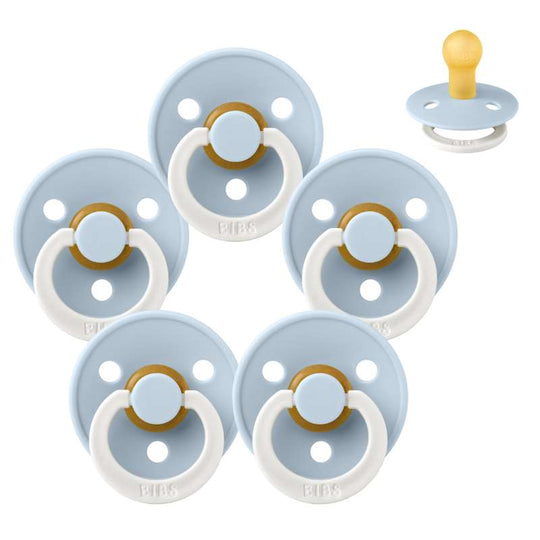 BIBS Rund Colour Napp - Sampackning - 5 st - Stl 1 - GLOW - Baby Blue