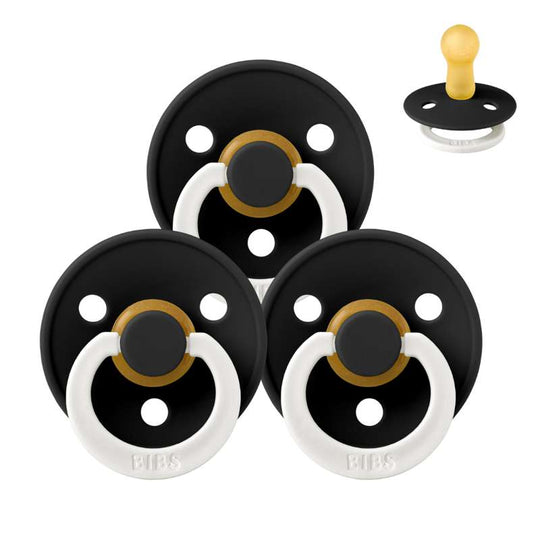 BIBS Rund Colour Napp - Sampackning - 3 st - Stl 2 - GLOW - Black