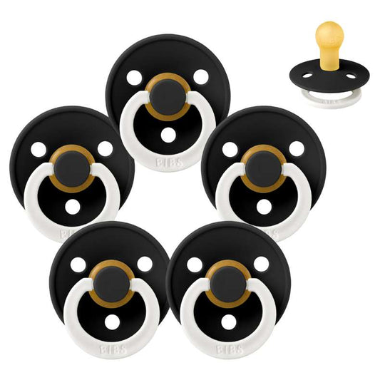 BIBS Rund Colour Napp - Sampackning - 5 st - Stl 1 - GLOW - Black