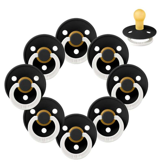 BIBS Rund Colour Napp - Sampackning - 8 st - Stl 1 - GLOW - Black