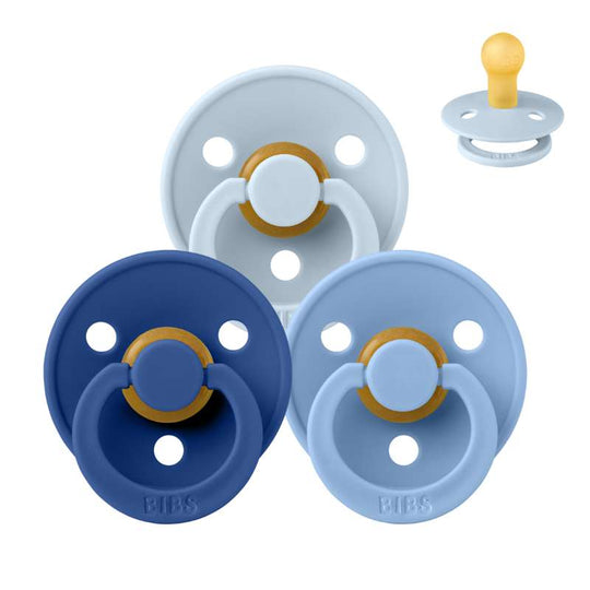 BIBS Rund Colour Napp - Sampackning - 3 st - Stl 1 - Blue Eyed Baby