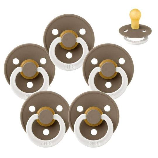 BIBS Rund Colour Napp - Sampackning - 5 st - Stl 1 - GLOW - Dark Oak