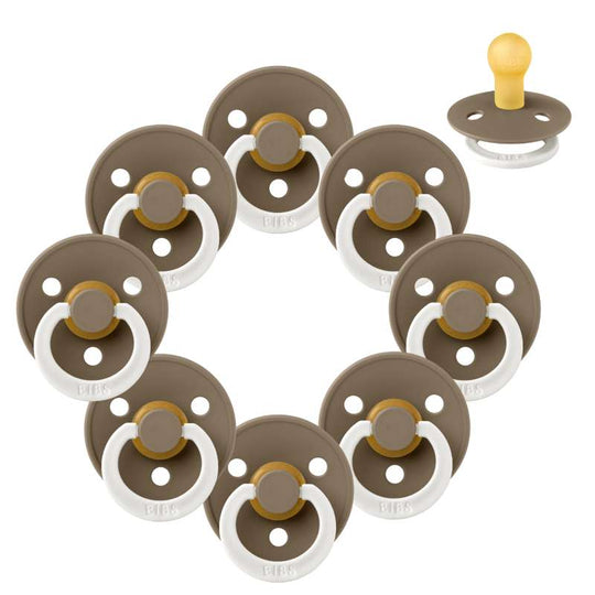 BIBS Rund Colour Napp - Sampackning - 8 st - Stl 1 - GLOW - Dark Oak