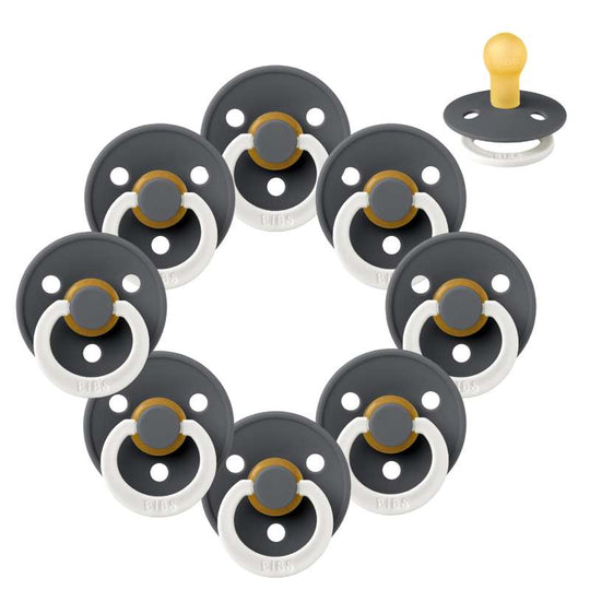 BIBS Rund Colour Napp - Sampackning - 8 st - Stl 1 - GLOW - Iron