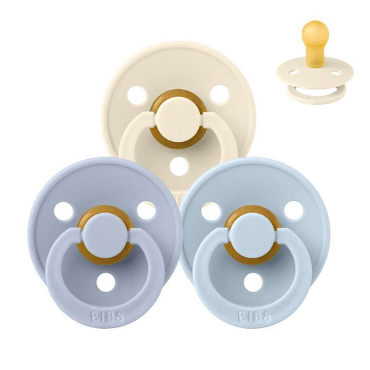 BIBS Rund Colour Napp - Sampackning - 3 st - Stl 1 - Soft and Clear