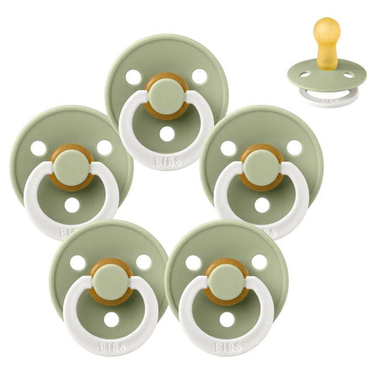 BIBS Rund Colour Napp - Sampackning - 5 st - Stl 2 - GLOW - Sage