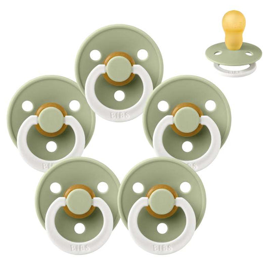 BIBS Rund Colour Napp - Sampackning - 5 st - Stl 3 - GLOW - Sage