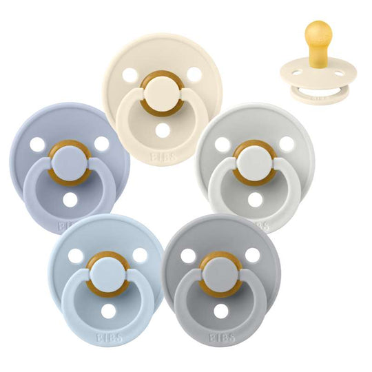 BIBS Rund Colour Napp - Sampackning - 5 st - Stl 1 - Soft and Clear