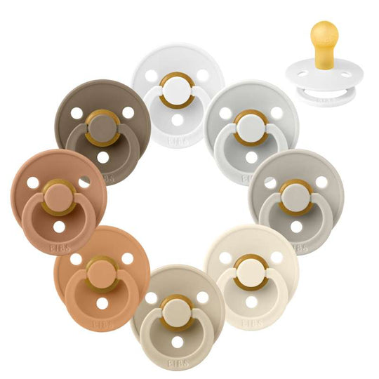 BIBS Rund Colour Napp - Sampackning - 8 st - Stl 1 - Soft and Earthy