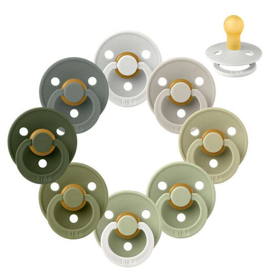 BIBS Rund Colour Napp - Sampackning - 8 st - Stl 1 - Soft Moss