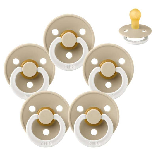 BIBS Rund Colour Napp - Sampackning - 5 st - Stl 1 - GLOW - Vanilla