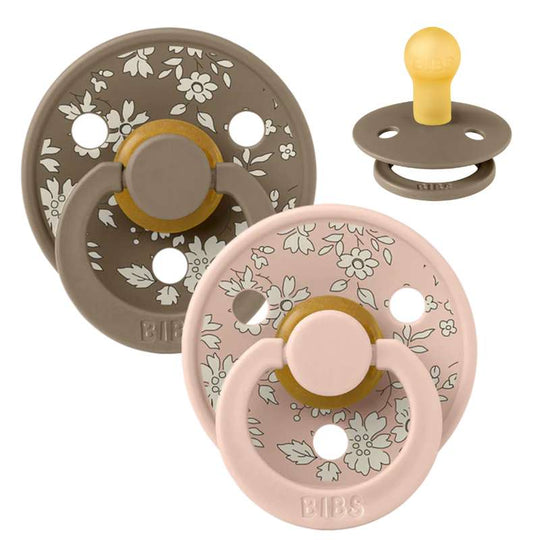 BIBS Rund Colour Napp - 2-Pack - Stl 1 - Naturgummi - Liberty - Capel/Blush Mix