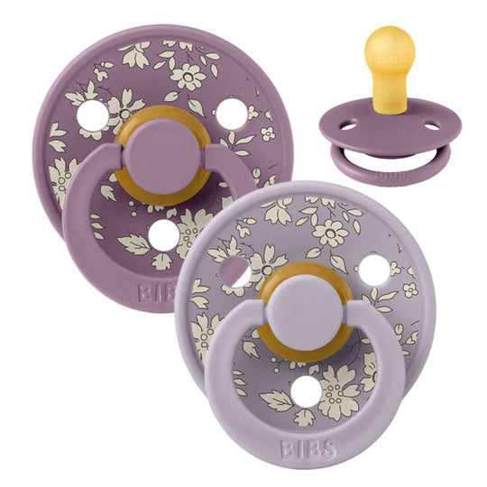 BIBS Rund Colour Napp - 2-Pack - Stl 1 - Naturgummi - Liberty - Capel/Fossil Grey Mix