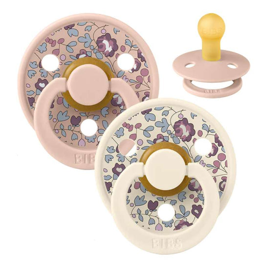 BIBS Rund Colour Napp - 2-Pack - Stl 2 - Naturgummi - Liberty - Eloise/Blush Mix