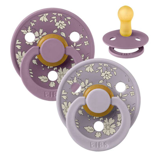 BIBS Rund Colour Napp - 2-Pack - Stl 2 - Naturgummi - Liberty - Capel/Fossil Grey Mix