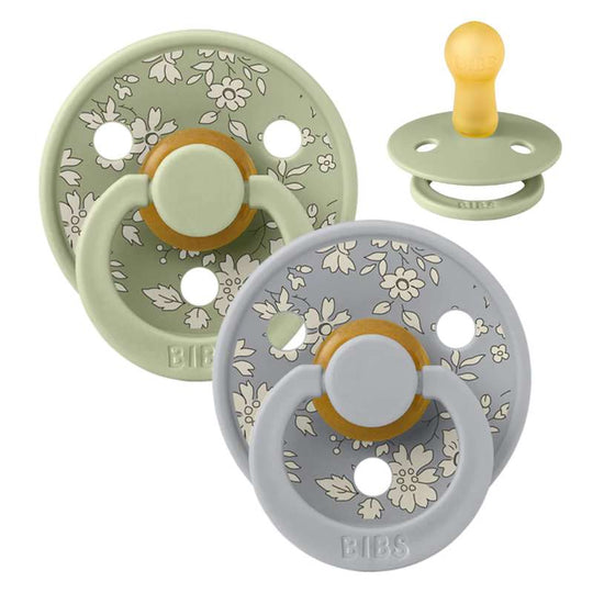 BIBS Rund Colour Napp - 2-Pack - Stl 2 - Naturgummi - Liberty - Capel/Sage Mix