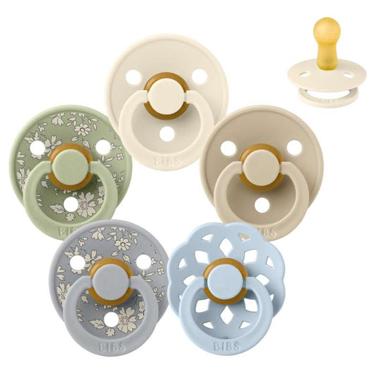 BIBS Rund Naturgummi Napp - Sampackning - 5 st - Stl 2 - Early Morning