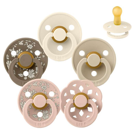 BIBS Rund Naturgummi Napp - Sampackning - 5 st - Stl 2 - Soft Touch