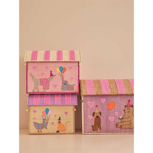 RICE Raffia Förvaringshus - Party Animal - Ljusrosa - Medium