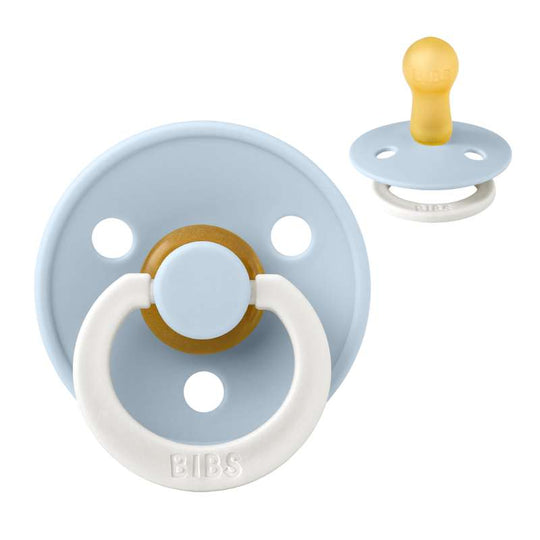BIBS Colour Napp - Stl 2 - Naturgummi - Baby Blue - GLOW