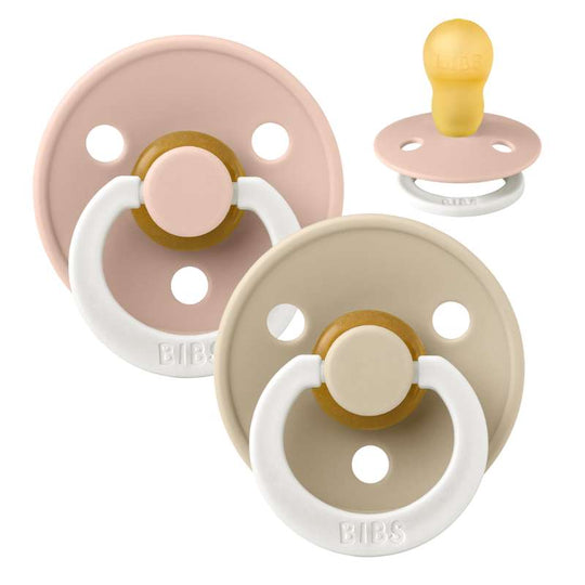 BIBS Rund Colour Napp - 2-Pack - Stl 3 - Naturgummi - Blush/Vanilla - GLOW