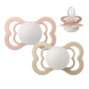 BIBS Supreme Napp - 2-Pack - Stl 2 - Silikon - Blush/Vanilla - GLOW