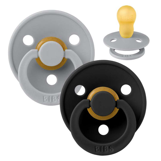BIBS Rund Colour Napp - 2-Pack - Stl 3 - Naturgummi - Cloud/Black