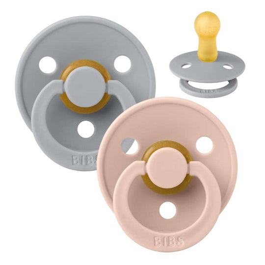 BIBS Rund Colour Napp - 2-Pack - Stl 2 - Naturgummi - Cloud/Blush