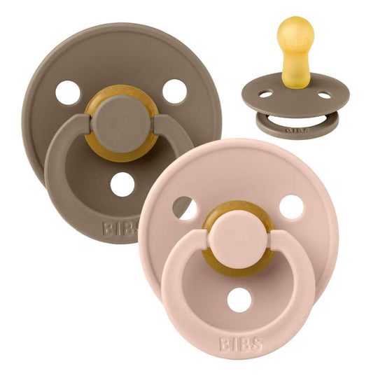 BIBS Rund Colour Napp - 2-Pack - Stl 2 - Naturgummi - Dark Oak/Blush