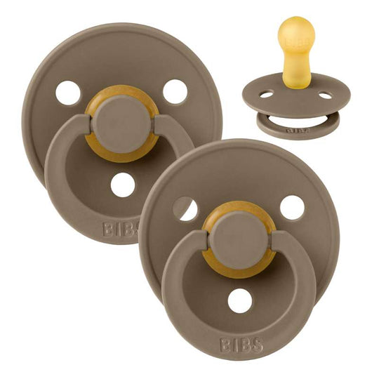 BIBS Rund Colour Napp - 2-Pack - Stl 1 - Naturgummi - Dark Oak/Dark Oak