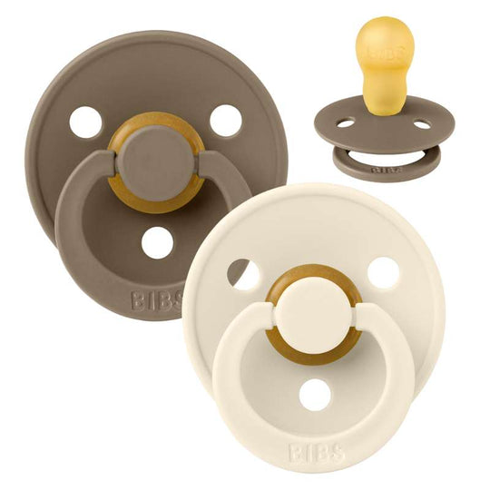 BIBS Rund Colour Napp - 2-Pack - Stl 3 - Naturgummi - Dark Oak/Ivory