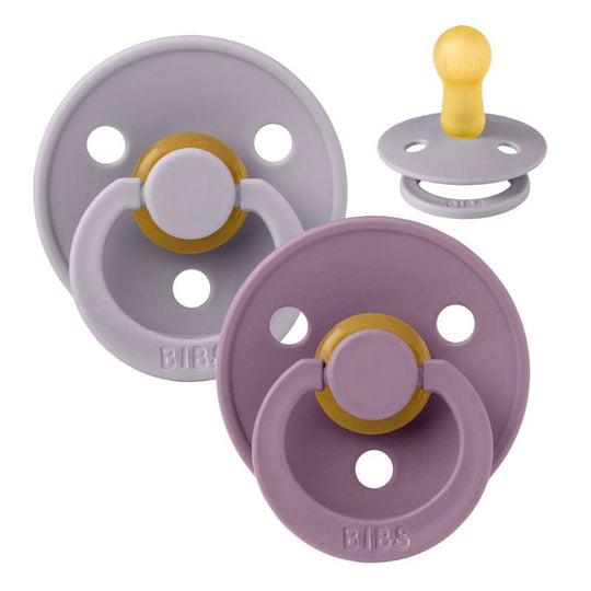 BIBS Rund Colour Napp - 2-Pack - Stl 2 - Naturgummi - Fossil Grey/Mauve