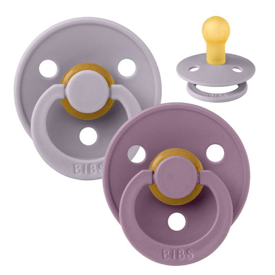 BIBS Rund Colour Napp - 2-Pack - Stl 1 - Naturgummi - Fossil Grey/Mauve
