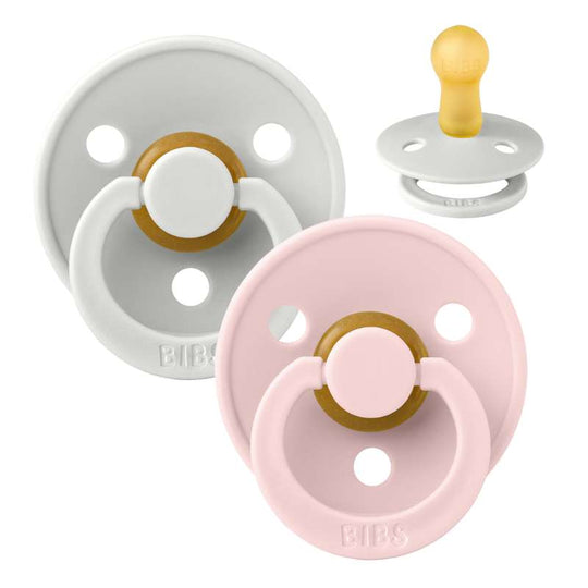 BIBS Rund Colour Napp - 2-Pack - Stl 2 - Naturgummi - Haze/Blossom