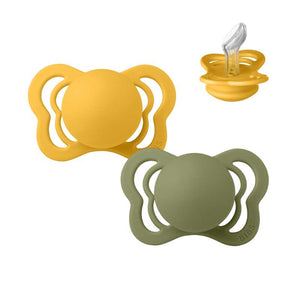 BIBS Couture Napp - 2-Pack - Stl 1 - Silikon - Honey Bee/Olive