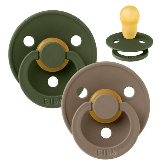 BIBS Rund Colour Napp - 2-Pack - Stl 3 - Naturgummi - Hunter Green/Dark Oak