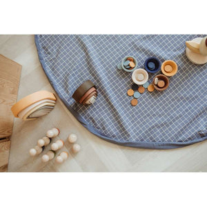 Play & Go 2-i-1 Förvaringsmatta/lekmatte - Organic Grid - Blue