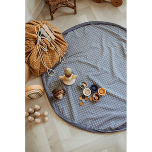 Play & Go 2-i-1 Förvaringsmatta/lekmatte - Organic Grid - Blue