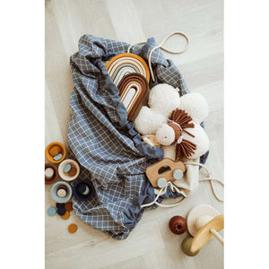 Play & Go 2-i-1 Förvaringsmatta/lekmatte - Organic Grid - Blue