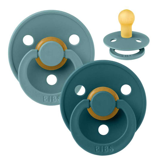 BIBS Rund Colour Napp - 2-Pack - Stl 1 - Naturgummi - Island Sea/Forest Lake