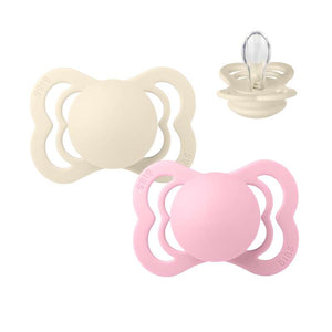 BIBS Supreme Napp - 2-Pack - Stl 1 - Silikon - Ivory/Baby Pink