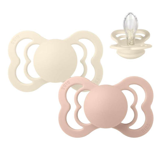 BIBS Supreme Napp - 2-Pack - Stl 2 - Silikon - Ivory/Blush