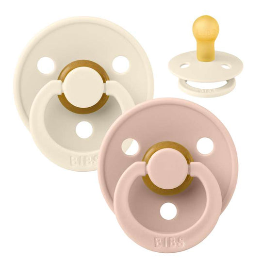 BIBS Rund Colour Napp - 2-Pack - Stl 1 - Naturgummi - Ivory/Blush