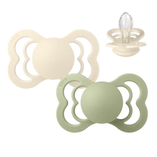BIBS Supreme Napp - 2-Pack - Stl 2 - Silikon - Ivory/Sage