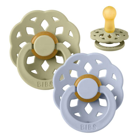 BIBS Boheme Napp - 2-Pack - Stl 2 - Naturgummi - Khaki/Dusty Blue
