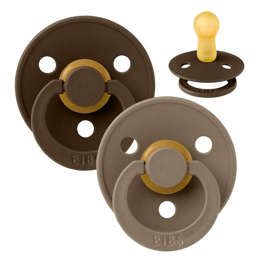BIBS Rund Colour Napp - 2-Pack - Stl 2 - Naturgummi - Mocha/Dark Oak