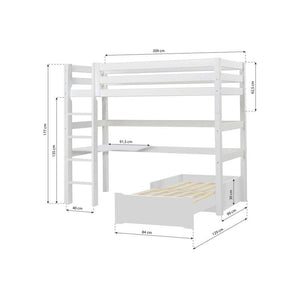 Hoppekids ECO Luxury MEGA-säng 90x200cm med loungemodul och bordsplatta - Flexibel inläggsbotten - Vit