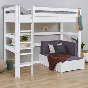 Hoppekids ECO Luxury MEGA-säng 90x200cm med loungemodul och bordsplatta - Flexibel inläggsbotten - Vit