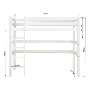 Hoppekids ECO Luxury Hög säng 90x200cm med bordsplatta - Vit